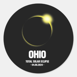 Pegatina Redonda Eclipse Solar Total 2024 04.08.24 Ohio