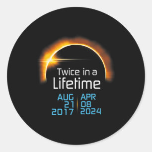 Pegatina Redonda Eclipse Solar Total 2024 2017 Totalidad Dos Veces 