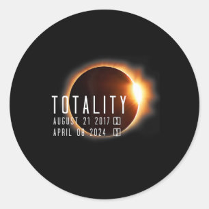 Pegatina Redonda Eclipse Solar Total 2024 2017 Totalidad Dos Veces 