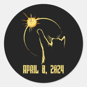Pegatina Redonda Eclipse solar total 2024 Abril 8 Hombres Hombres H