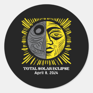 Pegatina Redonda Eclipse solar total 2024 Abril 8 Hombres Hombres H