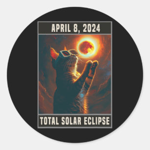 Pegatina Redonda Eclipse solar total 2024 Abril 8 Hombres Mujeres