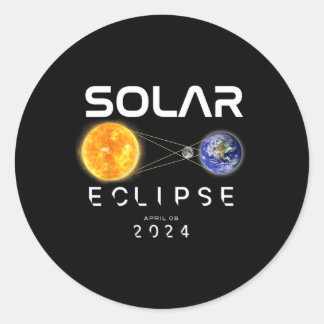 Pegatina Redonda Eclipse Solar Total 2024 Abril 8 Totalidad Dos Vec