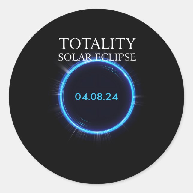 Pegatina Redonda Eclipse solar total 2024 América 040824 Astronomía (Anverso)