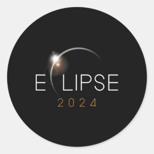 Pegatina Redonda Eclipse solar total 2024 América Totalidad Abril 8