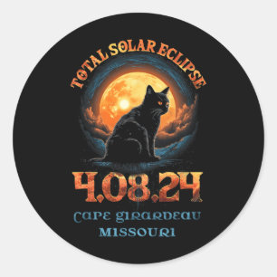 Pegatina Redonda Eclipse solar total 2024 Cabo Girardeau Misuri