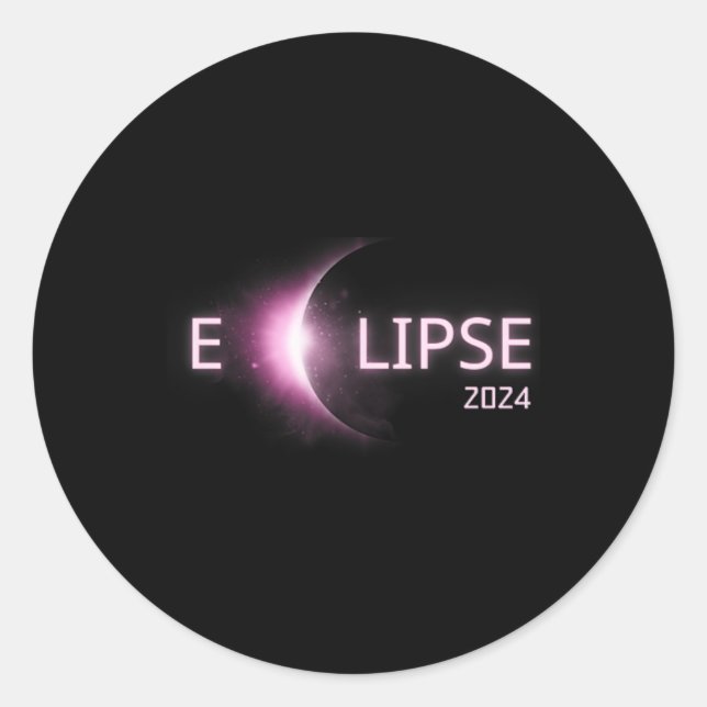 Pegatina Redonda Eclipse solar total 2024 Eclipse solar total 4. (Anverso)