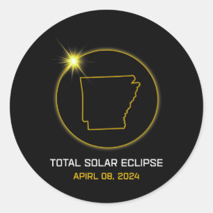 Pegatina Redonda Eclipse solar total 2024 El tour de Arkansas Total