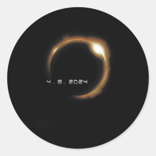 Pegatina Redonda Eclipse Solar Total 2024 Estados Unidos 8 De Abril