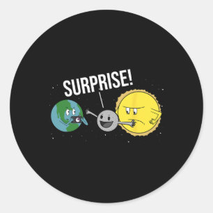 Pegatina Redonda Eclipse solar total 2024 Funny Personalizado Moon