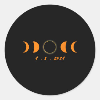 Pegatina Redonda Eclipse solar total 2024 Hombres Dos