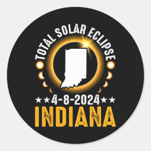 Pegatina Redonda Eclipse solar total 2024 Indiana Abril 8 América T