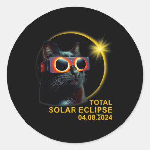 Pegatina Redonda Eclipse Solar Total 2024 Niños Eclipse Solar Cute