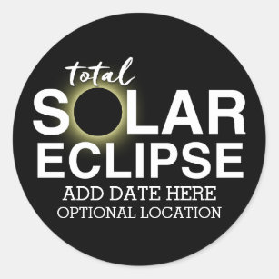 Pegatina Redonda Eclipse solar total - 2024 o fecha personalizado