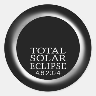 Pegatina Redonda Eclipse solar total - 2024 o fecha personalizado