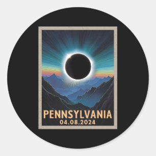 Pegatina Redonda Eclipse solar total 2024 Pensilvania