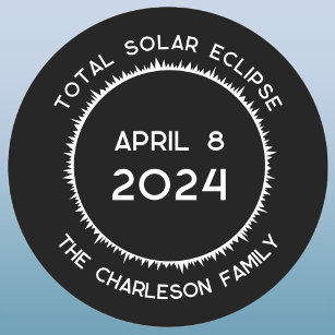 Pegatina Redonda Eclipse solar total 2024 Personalizado