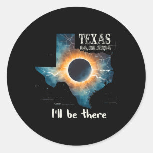Pegatina Redonda Eclipse solar total 2024 Texas 1
