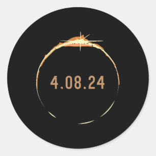 Pegatina Redonda Eclipse solar total 2024 Totalidad Abril 8 Mujeres