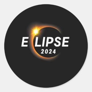Pegatina Redonda Eclipse solar total 2024 Totalidad de abril 8 - Ad