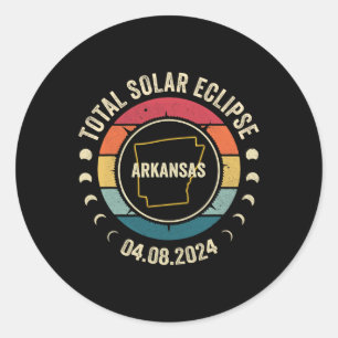 Pegatina Redonda Eclipse solar total 2024 Totalidad estadounidense 