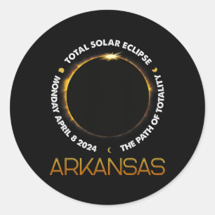 Pegatina Redonda Eclipse solar total 2024 Totalidad estadounidense