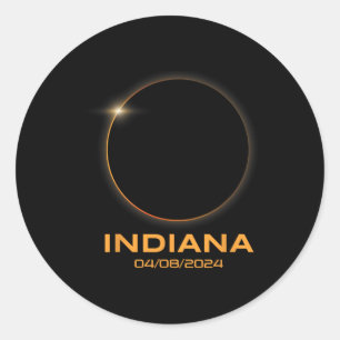 Pegatina Redonda Eclipse solar total 2024 Totalidad Indiana