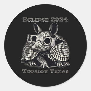 Pegatina Redonda Eclipse solar total 2024 Totalmente Texas