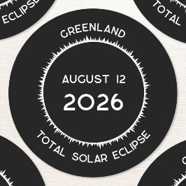 Pegatina Redonda Eclipse solar total 2026 Groenlandia