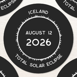 Pegatina Redonda Eclipse solar total 2026 Islandia