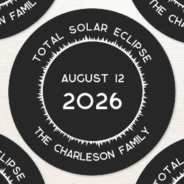 Pegatina Redonda Eclipse solar total 2026 Personalizado