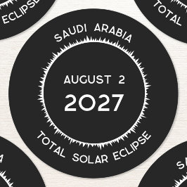 Pegatina Redonda Eclipse solar total 2027 Arabia Saudita