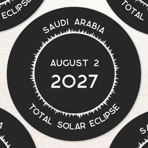 Pegatina Redonda Eclipse solar total 2027 Arabia Saudita