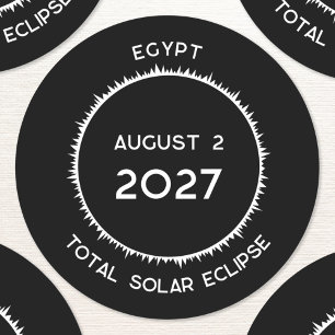 Pegatina Redonda Eclipse solar total 2027 Egipto