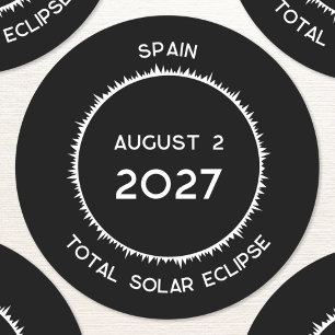 Pegatina Redonda Eclipse solar total 2027 España