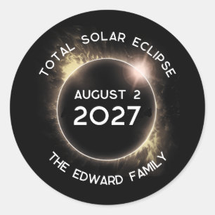 Pegatina Redonda Eclipse solar total 2027 Personalizado