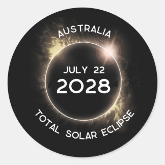 Pegatina Redonda Eclipse solar total 2028 Australia
