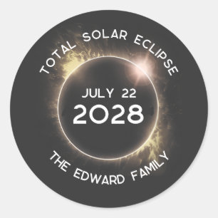 Pegatina Redonda Eclipse solar total 2028 Personalizado