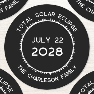 Pegatina Redonda Eclipse solar total 2028 Personalizado