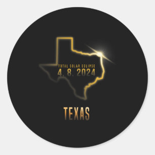 Pegatina Redonda Eclipse solar total 4.08.2024 Texas