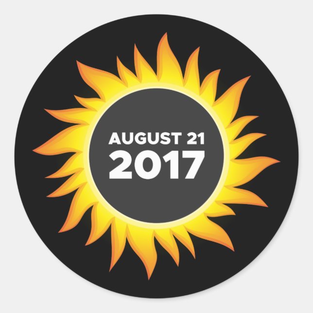 Pegatina Redonda Eclipse solar total - 8.21.2017 (Anverso)