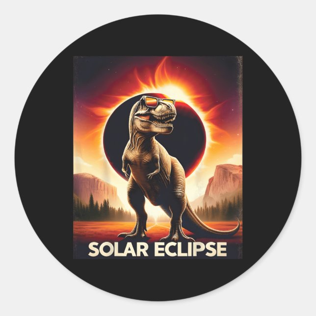 Pegatina Redonda Eclipse solar total 8 de abril (Anverso)