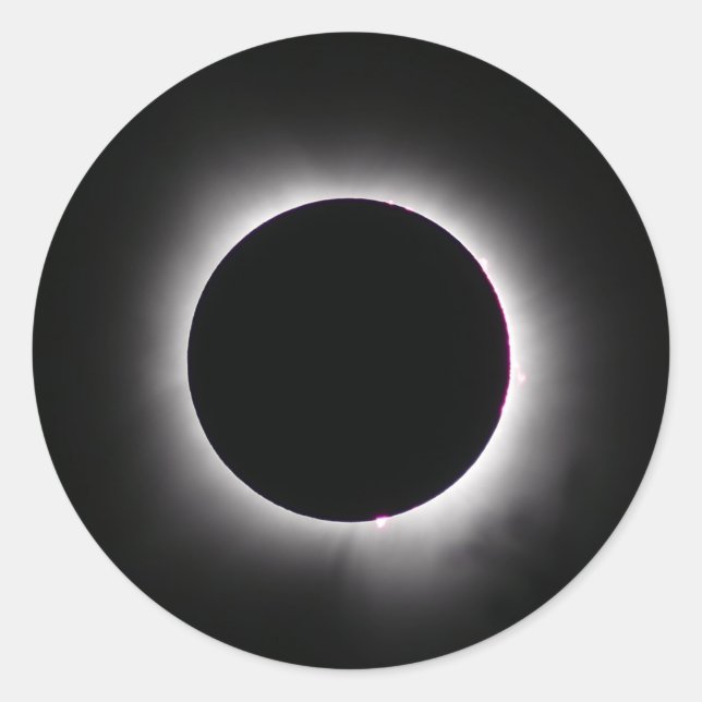 Pegatina Redonda Eclipse solar total 8 de abril de 2024 (Anverso)