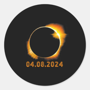 Pegatina Redonda Eclipse solar total 8 de abril de 20241