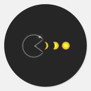 Pegatina Redonda Eclipse solar total 8 de abril de 2024 Fases diver