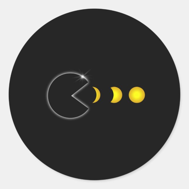 Pegatina Redonda Eclipse solar total 8 de abril de 2024 Fases diver (Anverso)