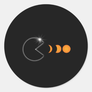 Pegatina Redonda Eclipse solar total 8 de abril de 2024 Fases diver