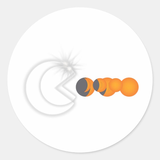 Pegatina Redonda Eclipse solar total 8 de abril de 2024 Fases diver (Anverso)