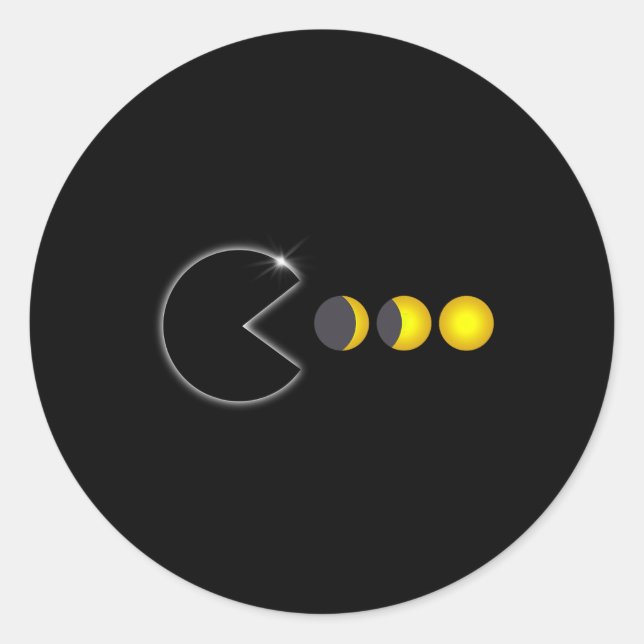 Pegatina Redonda Eclipse solar total 8 de abril de 2024 Fases diver (Anverso)