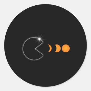 Pegatina Redonda Eclipse solar total 8 de abril de 2024 Fases diver